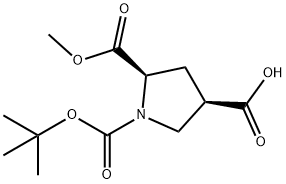 (3R,5R)-1-(tert-butoxycarbonyl)-5-(methoxycarbonyl)pyrrolidine-3-carboxylic acid Struktur