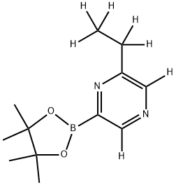 2-(ethyl-d5)-6-(4,4,5,5-tetramethyl-1,3,2-dioxaborolan-2-yl)pyrazine-3,5-d2 Struktur