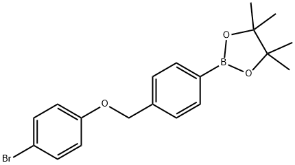 2-(4-((4-bromophenoxy)methyl)phenyl)-4,4,5,5-tetramethyl-1,3,2-dioxaborolane Struktur