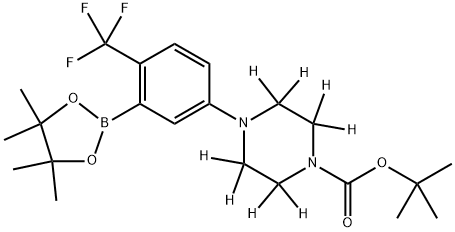 tert-butyl 4-(3-(4,4,5,5-tetramethyl-1,3,2-dioxaborolan-2-yl)-4-(trifluoromethyl)phenyl)piperazine-1-carboxylate-2,2,3,3,5,5,6,6-d8 Struktur