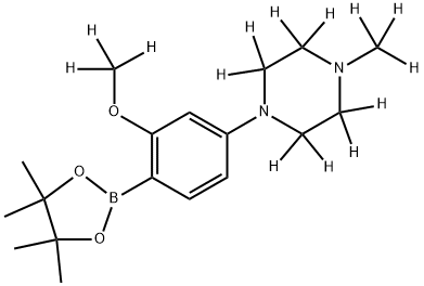 1-(3-(methoxy-d3)-4-(4,4,5,5-tetramethyl-1,3,2-dioxaborolan-2-yl)phenyl)-4-(methyl-d3)piperazine-2,2,3,3,5,5,6,6-d8 Struktur