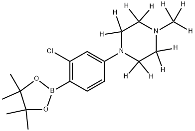 1-(3-chloro-4-(4,4,5,5-tetramethyl-1,3,2-dioxaborolan-2-yl)phenyl)-4-(methyl-d3)piperazine-2,2,3,3,5,5,6,6-d8 Struktur