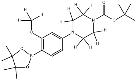 tert-butyl 4-(3-(methoxy-d3)-4-(4,4,5,5-tetramethyl-1,3,2-dioxaborolan-2-yl)phenyl)piperazine-1-carboxylate-2,2,3,3,5,5,6,6-d8 Struktur