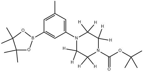 tert-butyl 4-(3-methyl-5-(4,4,5,5-tetramethyl-1,3,2-dioxaborolan-2-yl)phenyl)piperazine-1-carboxylate-2,2,3,3,5,5,6,6-d8 Struktur