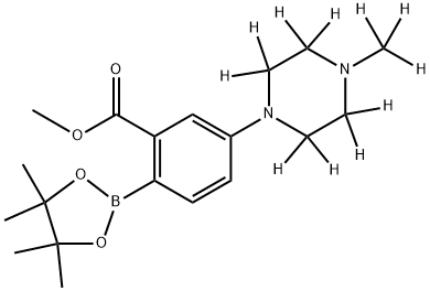 methyl 5-(4-(methyl-d3)piperazin-1-yl-2,2,3,3,5,5,6,6-d8)-2-(4,4,5,5-tetramethyl-1,3,2-dioxaborolan-2-yl)benzoate Struktur