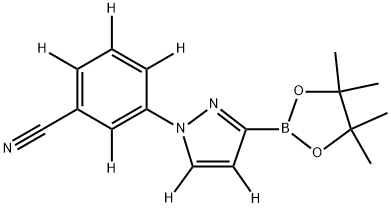 3-(3-(4,4,5,5-tetramethyl-1,3,2-dioxaborolan-2-yl)-1H-pyrazol-1-yl-4,5-d2)benzonitrile-d4 Struktur