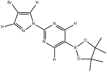 2-(4-bromo-1H-pyrazol-1-yl-3,5-d2)-5-(4,4,5,5-tetramethyl-1,3,2-dioxaborolan-2-yl)pyrimidine-4,6-d2 Struktur