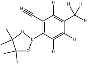 5-(methyl-d3)-2-(4,4,5,5-tetramethyl-1,3,2-dioxaborolan-2-yl)benzonitrile-3,4,6-d3 Struktur