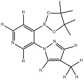 3-(4-(methyl-d3)-1H-pyrazol-1-yl-3,5-d2)-4-(4,4,5,5-tetramethyl-1,3,2-dioxaborolan-2-yl)pyridine-2,5,6-d3 Struktur