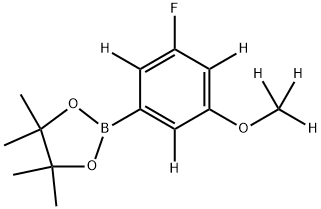 2-(3-fluoro-5-(methoxy-d3)phenyl-2,4,6-d3)-4,4,5,5-tetramethyl-1,3,2-dioxaborolane Struktur