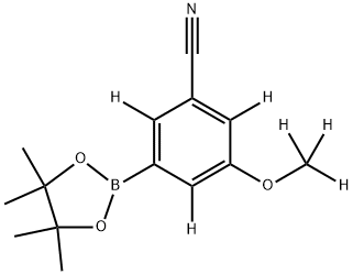 3-(methoxy-d3)-5-(4,4,5,5-tetramethyl-1,3,2-dioxaborolan-2-yl)benzonitrile-2,4,6-d3 Struktur