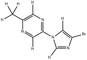 2-(4-bromo-1H-imidazol-1-yl-2,5-d2)-5-(methyl-d3)pyrazine-3,6-d2 Struktur