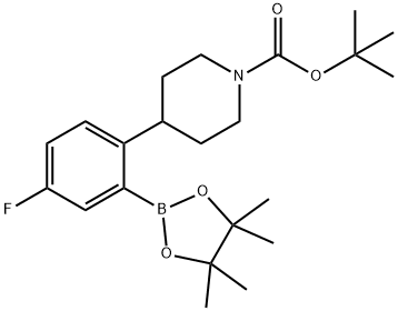 tert-butyl 4-(4-fluoro-2-(4,4,5,5-tetramethyl-1,3,2-dioxaborolan-2-yl)phenyl)piperidine-1-carboxylate Struktur