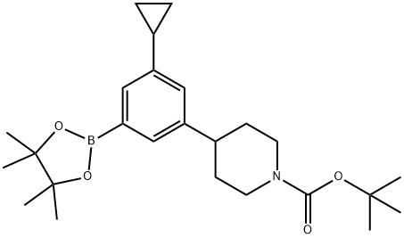 tert-butyl 4-(3-cyclopropyl-5-(4,4,5,5-tetramethyl-1,3,2-dioxaborolan-2-yl)phenyl)piperidine-1-carboxylate Struktur