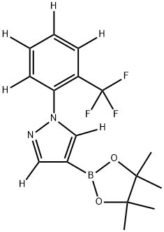 4-(4,4,5,5-tetramethyl-1,3,2-dioxaborolan-2-yl)-1-(2-(trifluoromethyl)phenyl-3,4,5,6-d4)-1H-pyrazole-3,5-d2 Struktur