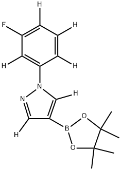 1-(3-fluorophenyl-2,4,5,6-d4)-4-(4,4,5,5-tetramethyl-1,3,2-dioxaborolan-2-yl)-1H-pyrazole-3,5-d2 Struktur