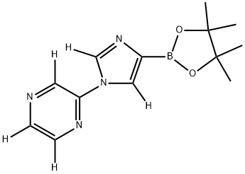 2-(4-(4,4,5,5-tetramethyl-1,3,2-dioxaborolan-2-yl)-1H-imidazol-1-yl-2,5-d2)pyrazine-3,5,6-d3 Struktur