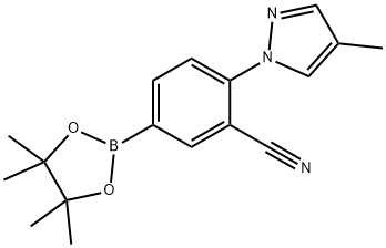 2-(4-methyl-1H-pyrazol-1-yl)-5-(4,4,5,5-tetramethyl-1,3,2-dioxaborolan-2-yl)benzonitrile Struktur