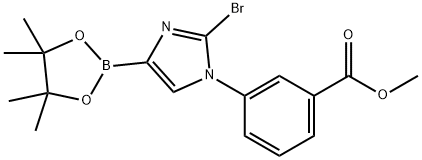 methyl 3-(2-bromo-4-(4,4,5,5-tetramethyl-1,3,2-dioxaborolan-2-yl)-1H-imidazol-1-yl)benzoate Struktur