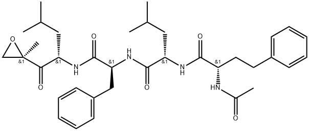 (S)-2-((S)-2-Acetamido-4-phenylbutanamido)-4-methyl-N-((S)-1-(((S)-4-methyl-1-((R)-2-methyloxiran-2-yl)-1-oxopentan-2-yl)amino)-1-oxo-3-phenylpropan-2-yl)pentanamide Struktur