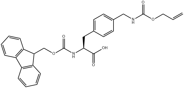 (2S)-2-({[(9H-fluoren-9-yl)methoxy]carbonyl}amino)-3-[4-({[(prop-2-en-1-yloxy)carbonyl]amino}methyl)phenyl]propanoic acid Struktur