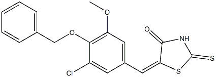 5-[4-(benzyloxy)-3-chloro-5-methoxybenzylidene]-2-thioxo-1,3-thiazolidin-4-one Struktur