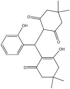 2-[(2-hydroxy-4,4-dimethyl-6-oxo-1-cyclohexen-1-yl)(2-hydroxyphenyl)methyl]-5,5-dimethyl-1,3-cyclohexanedione Struktur