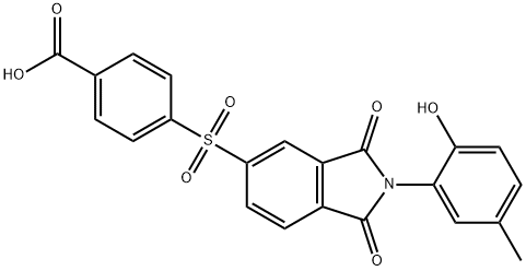 4-{[2-(2-hydroxy-5-methylphenyl)-1,3-dioxo-2,3-dihydro-1H-isoindol-5-yl]sulfonyl}benzoic acid Struktur