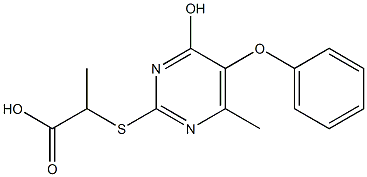 2-[(4-hydroxy-6-methyl-5-phenoxy-2-pyrimidinyl)sulfanyl]propanoic acid Struktur