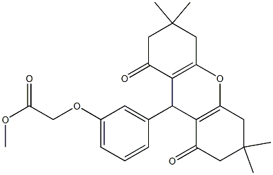 methyl [3-(3,3,6,6-tetramethyl-1,8-dioxo-2,3,4,5,6,7,8,9-octahydro-1H-xanthen-9-yl)phenoxy]acetate Struktur