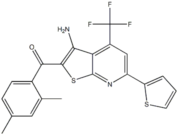 [3-amino-6-(2-thienyl)-4-(trifluoromethyl)thieno[2,3-b]pyridin-2-yl](2,4-dimethylphenyl)methanone Struktur