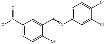 2-{[(4-bromo-3-chlorophenyl)imino]methyl}-4-nitrophenol Struktur