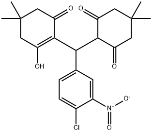 2-[(4-chloro-3-nitrophenyl)(2-hydroxy-4,4-dimethyl-6-oxo-1-cyclohexen-1-yl)methyl]-5,5-dimethyl-1,3-cyclohexanedione Struktur