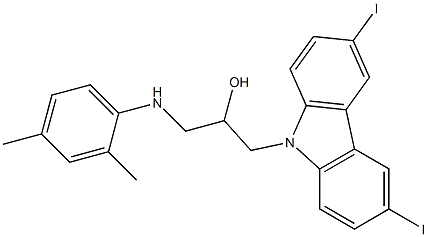 1-(3,6-diiodo-9H-carbazol-9-yl)-3-(2,4-dimethylanilino)-2-propanol Struktur