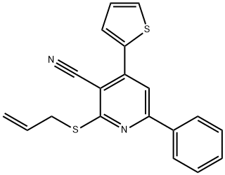 2-(allylsulfanyl)-6-phenyl-4-(2-thienyl)nicotinonitrile Struktur