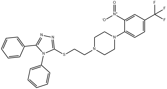 1-{2-[(4,5-diphenyl-4H-1,2,4-triazol-3-yl)sulfanyl]ethyl}-4-[2-nitro-4-(trifluoromethyl)phenyl]piperazine Struktur