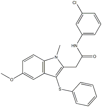 N-(3-chlorophenyl)-2-[5-methoxy-1-methyl-3-(phenylsulfanyl)-1H-indol-2-yl]acetamide Struktur