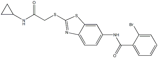 2-bromo-N-(2-{[2-(cyclopropylamino)-2-oxoethyl]sulfanyl}-1,3-benzothiazol-6-yl)benzamide Struktur