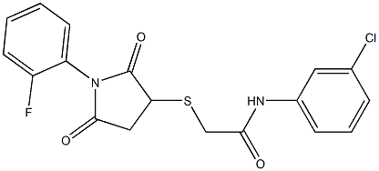 N-(3-chlorophenyl)-2-{[1-(2-fluorophenyl)-2,5-dioxo-3-pyrrolidinyl]sulfanyl}acetamide Struktur