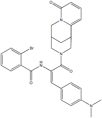 2-bromo-N-{2-[4-(dimethylamino)phenyl]-1-[(6-oxo-7,11-diazatricyclo[7.3.1.0~2,7~]trideca-2,4-dien-11-yl)carbonyl]vinyl}benzamide Struktur