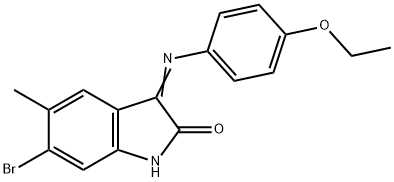 6-bromo-3-[(4-ethoxyphenyl)imino]-5-methyl-1,3-dihydro-2H-indol-2-one Struktur