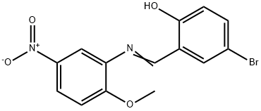 4-bromo-2-{[(2-methoxy-5-nitrophenyl)imino]methyl}phenol Struktur