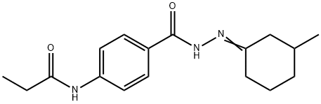 N-(4-{[2-(3-methylcyclohexylidene)hydrazino]carbonyl}phenyl)propanamide Struktur