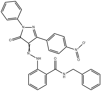 N-benzyl-2-{2-[3-(4-nitrophenyl)-5-oxo-1-phenyl-1,5-dihydro-4H-pyrazol-4-ylidene]hydrazino}benzamide Struktur