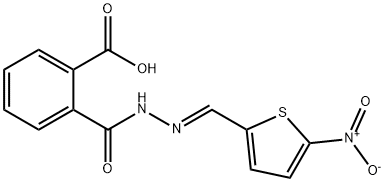 2-({2-[(E)-(5-nitro-2-thienyl)methylidene]hydrazino}carbonyl)benzoic acid Struktur