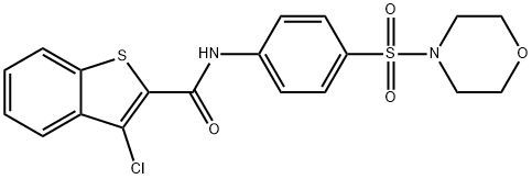 3-chloro-N-[4-(4-morpholinylsulfonyl)phenyl]-1-benzothiophene-2-carboxamide Struktur