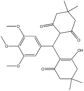 2-[(2-hydroxy-4,4-dimethyl-6-oxo-1-cyclohexen-1-yl)(3,4,5-trimethoxyphenyl)methyl]-5,5-dimethyl-1,3-cyclohexanedione Struktur