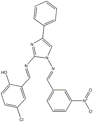 4-chloro-2-({[1-({3-nitrobenzylidene}amino)-4-phenyl-1H-imidazol-2-yl]imino}methyl)phenol Struktur