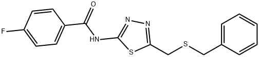 N-{5-[(benzylsulfanyl)methyl]-1,3,4-thiadiazol-2-yl}-4-fluorobenzamide Struktur