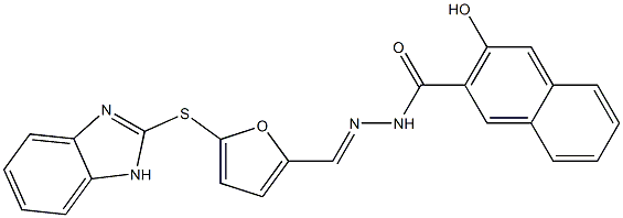 N'-{[5-(1H-benzimidazol-2-ylsulfanyl)-2-furyl]methylene}-3-hydroxy-2-naphthohydrazide Struktur